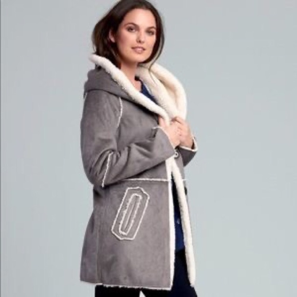Hatley Hooded Faux Shearling Jcket - Gray